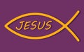 Fish jesus symbol yellow ichthys God jesus christian sign purple Royalty Free Stock Photo