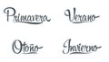 Seasons of the year in Spanish, Primavera Verano OtoÃ±o Invierno, Spring Summer Autumn and Winter Royalty Free Stock Photo
