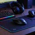 RGB Gaming Desk Setup with Mechanical Keyboard and Headset - AI