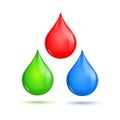 RGB Glossy Paint Drops. Vector Royalty Free Stock Photo