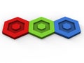 RGB hexagon shapes pieced together Royalty Free Stock Photo