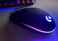 RGB illumination of a computer gaming mouse. Beautiful backlight to create a beautiful computer desktop