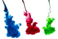 RGB ink splash in water Royalty Free Stock Photo