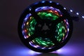 RGB LED lights strip arranged in a spool that can be used to decorate various parts of home like in kitchen, bathrooms and desks Royalty Free Stock Photo