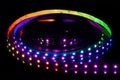 RGB LED strip on reel with black background Royalty Free Stock Photo