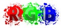 RGB letters - red, green, blue colors, paint splashes Royalty Free Stock Photo