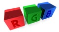 RGB letters - red, green, blue colors - 3D illustration Royalty Free Stock Photo