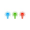 RGB light bulbs lamp icon isolated on white background Royalty Free Stock Photo