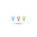 RGB light bulbs lamp icon with shadow Royalty Free Stock Photo