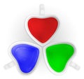 RGB love cups isolated. Royalty Free Stock Photo