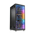 RGB PC Case Full Tower Gaming Computer Chassis with Tempered Glass against transparent background Royalty Free Stock Photo