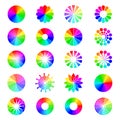 Rgb shapes. Round selective wheels colored circles spectrum waves pallets recent vector illustrations set