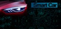 RGBSmart or intelligent car vector concept. Futuristic automotive technology with autonomous driving, driverless cars. Eps10