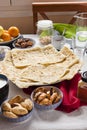 Rghayf or msemmen squared moroccan pancakes Royalty Free Stock Photo