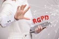 RGPD, Spanish, French and Italian version version of GDPR: Reglamento General de Proteccion de datos. General Data Royalty Free Stock Photo