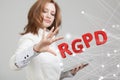 RGPD, Spanish, French and Italian version version of GDPR: Reglamento General de Proteccion de datos. General Data Royalty Free Stock Photo