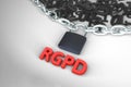 RGPD, Spanish and Italian version version of GDPR: Regolamento generale sulla protezione dei dati. Concept 3d rendering Royalty Free Stock Photo