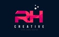 RH R H Letter Logo with Purple Low Poly Pink Triangles Concept