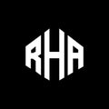 RHA letter logo design with polygon shape. RHA polygon and cube shape logo design. RHA hexagon vector logo template white and Royalty Free Stock Photo
