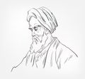 Rhazes Abu Bakr Muhammad Zakariyya Razi Persian polymath famous physician medical scientist vector sketch illustration