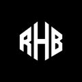 RHB letter logo design with polygon shape. RHB polygon and cube shape logo design. RHB hexagon vector logo template white and Royalty Free Stock Photo