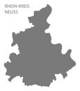 Rhein-Kreis Neuss grey county map of North Rhine-Westphalia DE