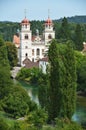 Rheinau Abbey across Rhine, Switzerland Royalty Free Stock Photo