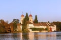 Rheinau monastery abbey at the golden sunset Royalty Free Stock Photo