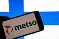 Rheinbach, Germany 4 December 2021, The brand logo of the technology group `Metso` on the display of a smartphone focus on the