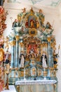 Interior view of the historic church of St. Martin in Rheinfelden with a view of the chapel altar