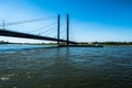 The rheinkniebrÃÂ¼cke bridge over the river Rhine in Dusseldorf, Germany Royalty Free Stock Photo