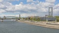 Rheinpromenade quay along river Rhine in Cologne