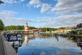 Rheinsberg Germany, harbor, lake, pier, boats, canal, houses, on a sunny summer day, tourism, architecture Royalty Free Stock Photo