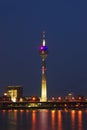 Rheinturm tower Dusseldorf at night