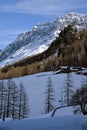 Rhemes valley and mountains in winter, Aosta, Italy