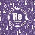 Rhenium chemical element. Concept of periodic table. Royalty Free Stock Photo