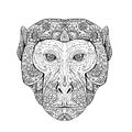 Rhesus Macaque Head Front Mandala