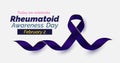 Rheumatoid Awareness Day banner. Violet blue ribbon. Observed on the Febuary, 2.Rheumatoid Awareness Day banner. Violet blue