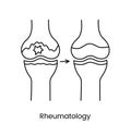 Rheumatology icon line in vector, illustration of healthy and diseased joints.