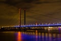 Rhine bridge at night in Dusseldorf