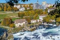 The Rhine Falls near Zurich at Indian summer, waterfall in Switz Royalty Free Stock Photo