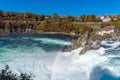 The Rhine Falls near Zurich at Indian summer, waterfall in Switzerland Royalty Free Stock Photo