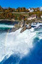 The Rhine Falls near Zurich at Indian summer, waterfall in Switzerland Royalty Free Stock Photo