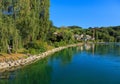 The Rhine river above the Rhine Falls in Switzerland Royalty Free Stock Photo