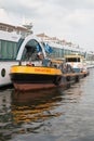 Rhine river cruise ship being refueled by a fuel boat Royalty Free Stock Photo