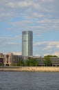 Rhine river embankment, Glass Skyscraper Cologne Triangle Observation deck `Panorama`, Hyatt Regency hotel Royalty Free Stock Photo