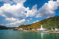 Rhine River in Germany with the Village of Sankt Goar in view