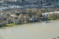 Rhine river at high tide, banks close to buildings