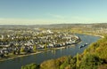Rhine river. Linz town. Landscape