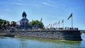 Kaiser Wilhelm Memorial at Confluence of the Rhine and Moselle River, Deutsche Eck or German Corner in Koblenz, Germamy.